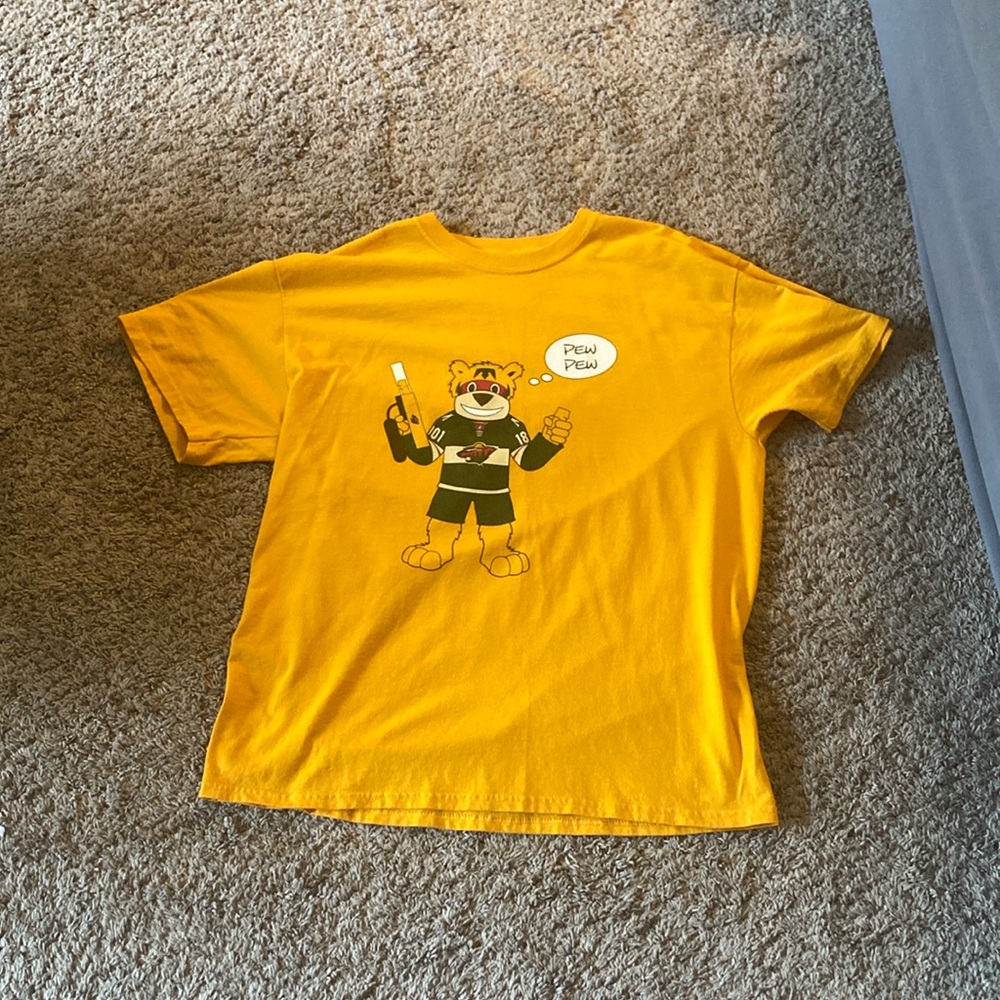 Minnesota Wild T-shirt: Nordy with a Y-shirt Cannon.